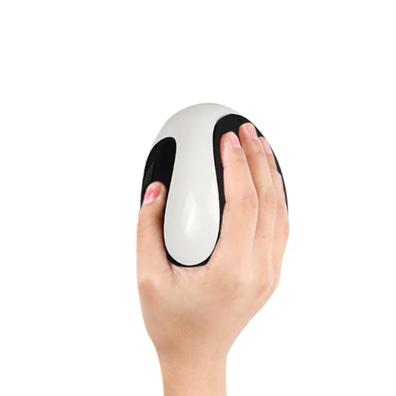 Ergonomic vertical wired computer mouse in black colour showing side profile