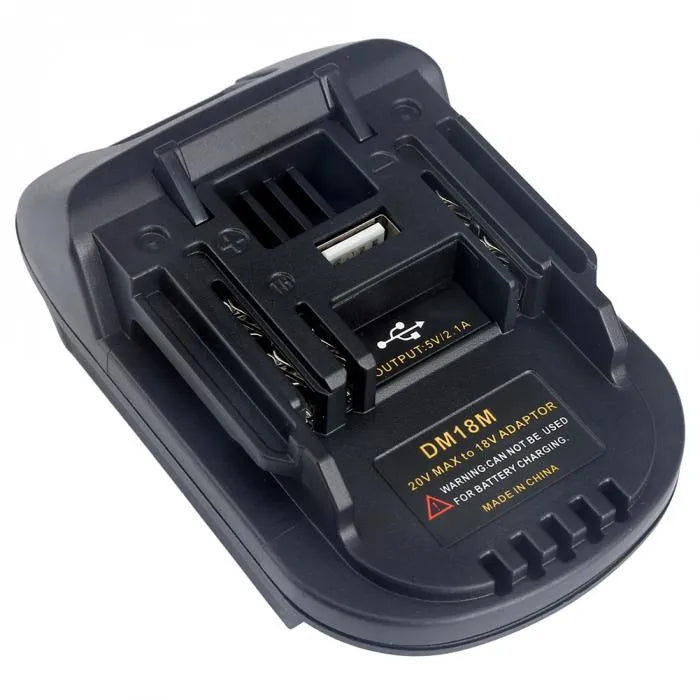 Black Milwaukee to Makita battery adaptor for DM18M tools and H99F batteries