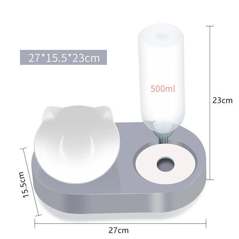 Two-in-One Pet Bowl with Automatic Water Dispenser in various colors