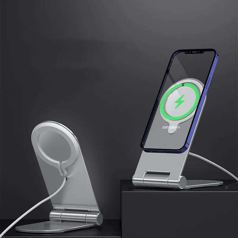Silver vertical adjustable magnetic phone bracket for iPhone12 with 105mm aluminium alloy frame
