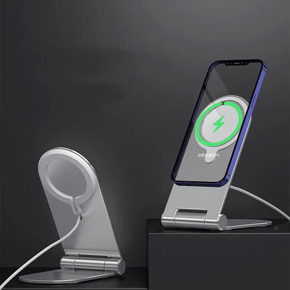 Silver vertical adjustable magnetic phone bracket for iPhone12 with 105mm aluminium alloy frame