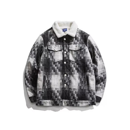 Mosaic wool lamb top in black or red, sizes M to XXL, 100% polyester fiber