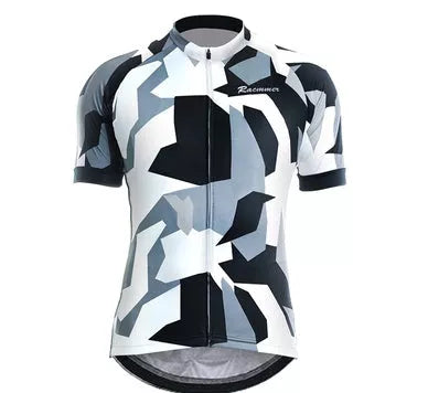 Men's camouflage cycling top with breathable net fabric for summer outdoor activities