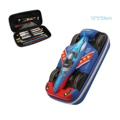 Waterproof leather pencil case in medium size, dark blue, light blue, and black