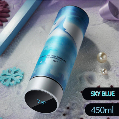 Sleek stainless steel vacuum flask with LED temperature display, available in various stylish colors and capacities to suit active lifestyles.