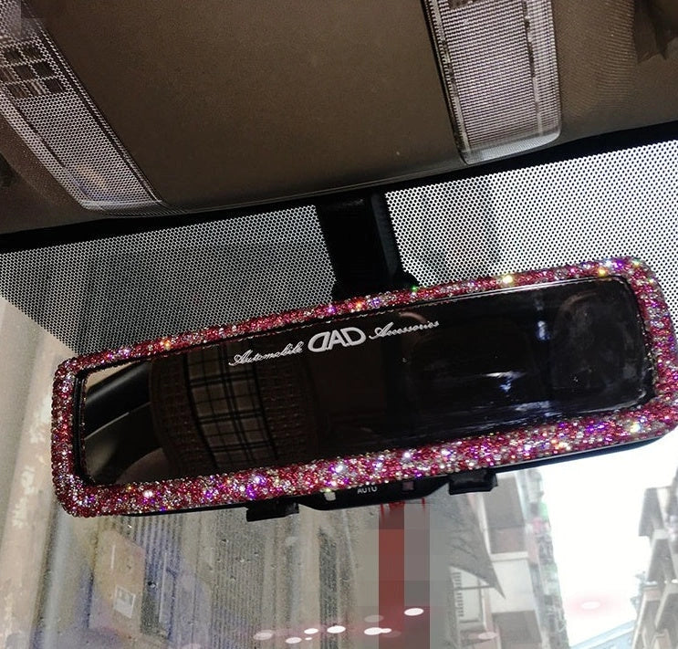 Luxury Diamond Car Interior Rearview Mirror Cover with Crystal Rhinestones for Women