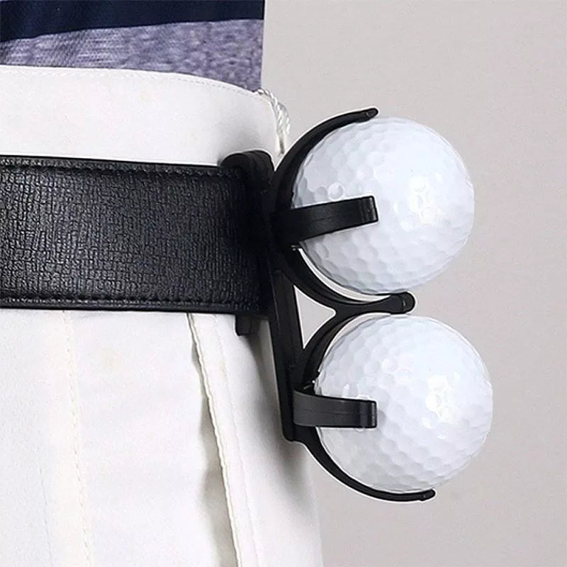 Black plastic golf ball holder clip for easy access during play
