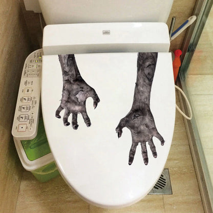 A removable, waterproof wall sticker featuring a chilling, double-sided ghost hand design that adds a spooky, supernatural touch to any room.