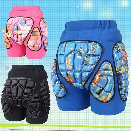 Adult and children sports hockey pants with hip protector in Pink Flower, Blue Ocean, and Black
