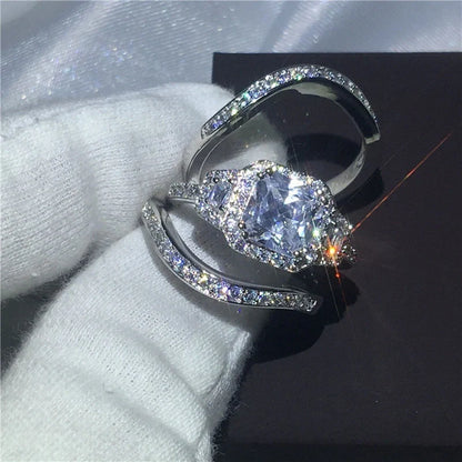 Fashion Explosion Set Ring with diamonds and zircon in silvery finish