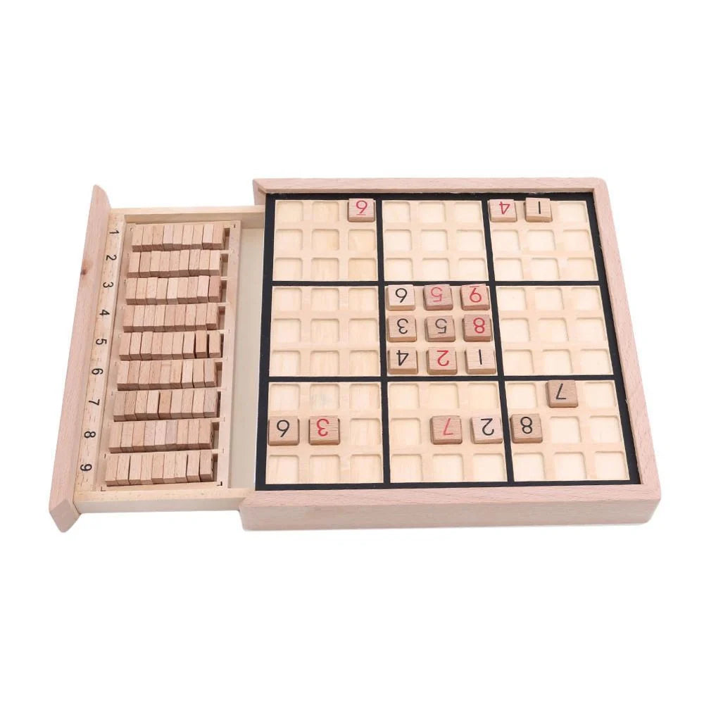 Children's beech wood Sudoku Chess folding game table with color options