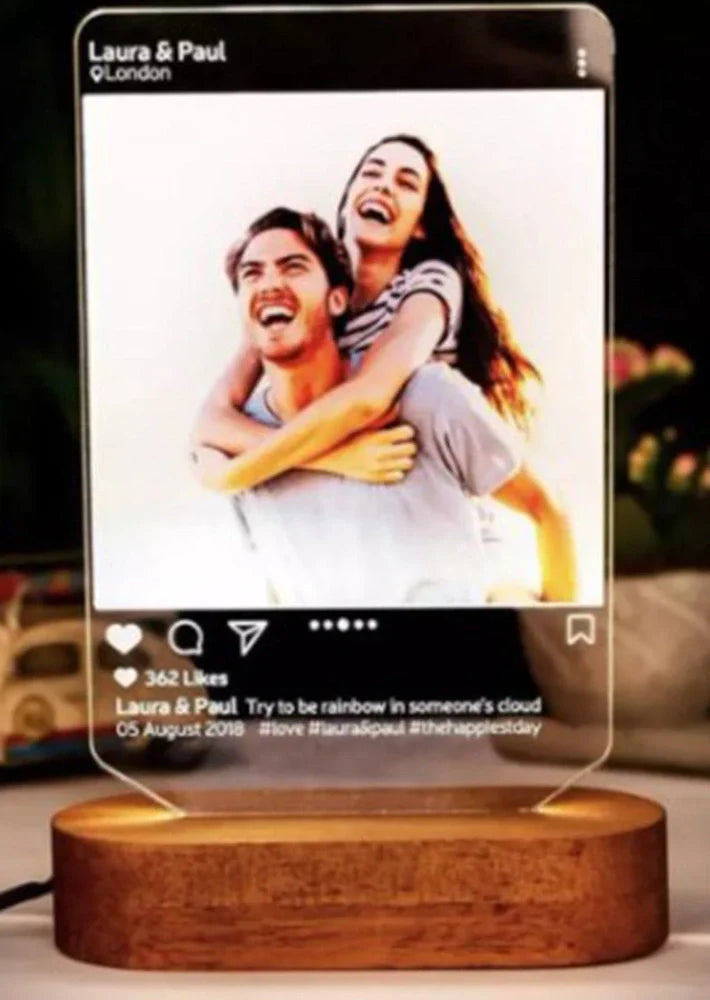 Custom Spotify Note Night Light with wood base, acrylic panel, and USB cable for personalised home decor