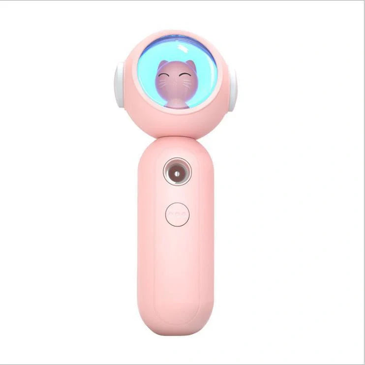 Handheld Nano Spray Steamer in cat pink, cat white, and alien red for portable skin hydration