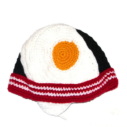 Hand-knitted winter egg hat in white, perfect for parties and cold weather
