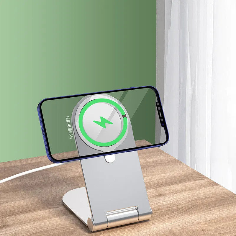 Silver vertical adjustable magnetic phone bracket for iPhone12 with 105mm aluminium alloy frame