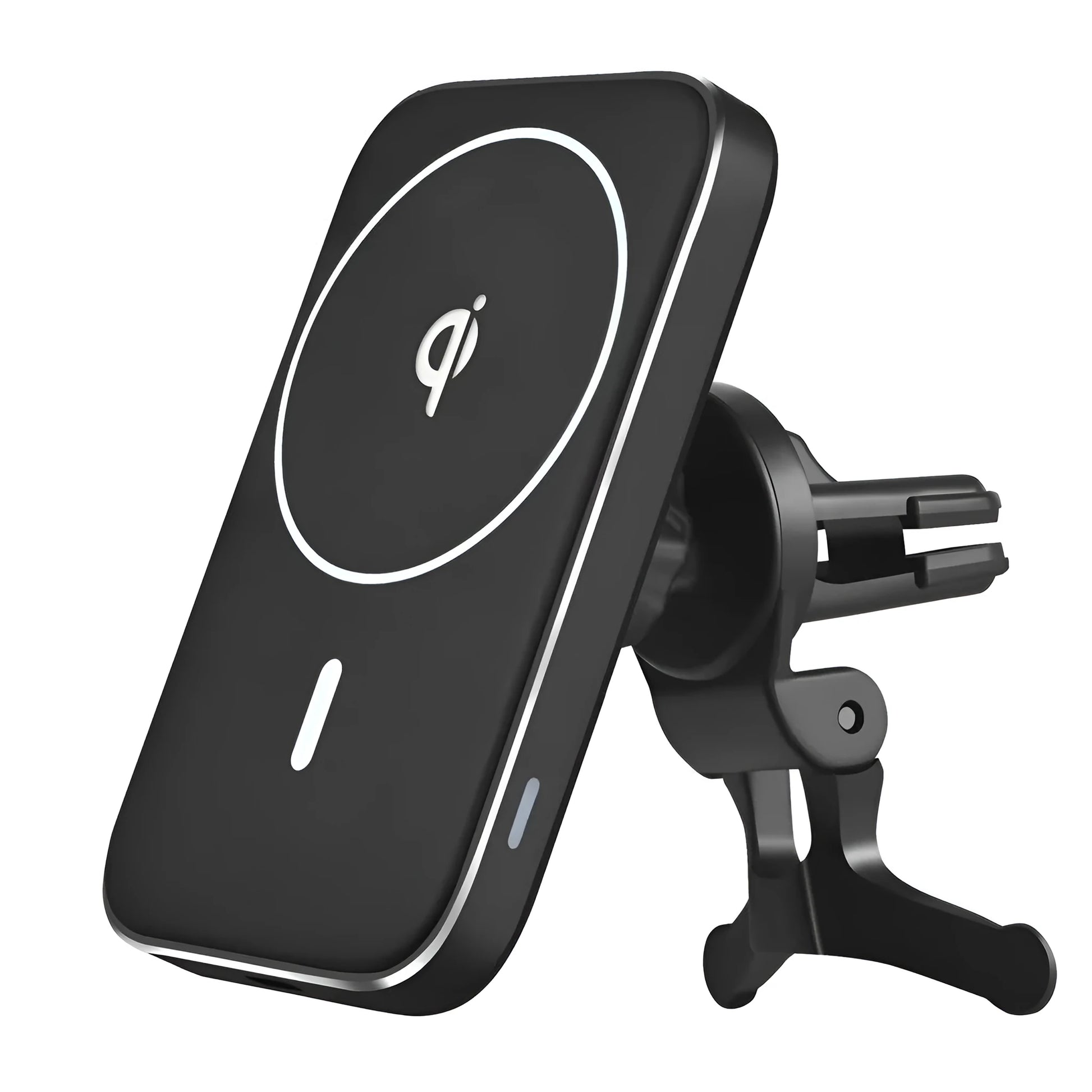 M6 black magnetic wireless car phone charger mounted in vehicle