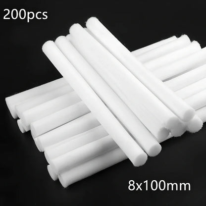 Pack of 7.5x125mm acetate fibre cotton swabs for humidifier wicks, trimmable length for stable fog output