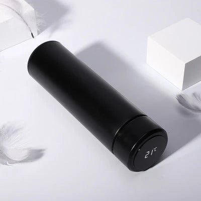 Sleek stainless steel vacuum flask with LED temperature display, available in various stylish colors and capacities to suit active lifestyles.