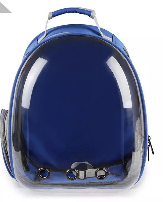 Portable pet backpack carrier with 360-degree transparent bubble design for small pets