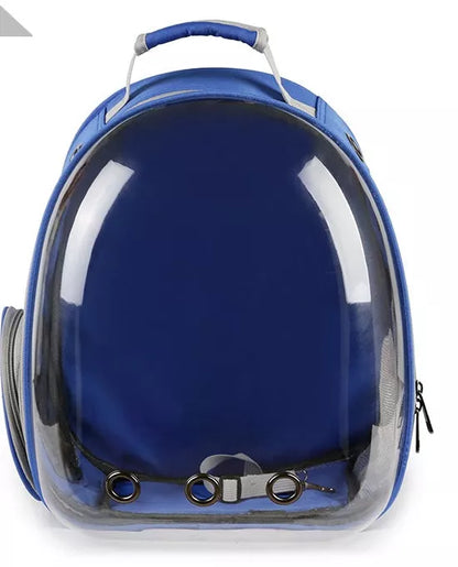 Portable pet backpack carrier with 360-degree transparent bubble design for small pets