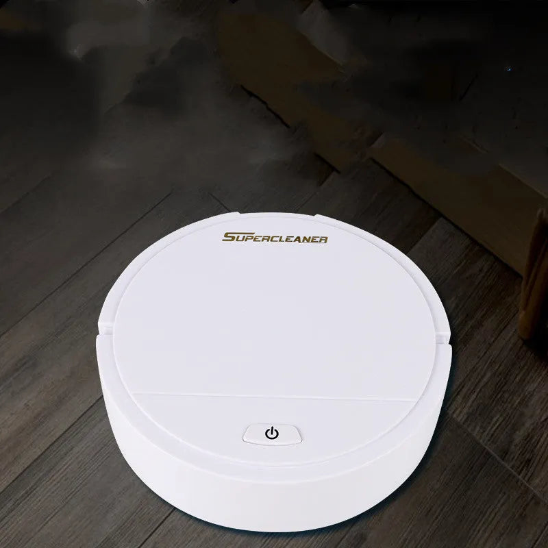 Sweeping robot battery-operated intelligent cleaning device for homes up to 90 square metres, featuring mechanical operation with sweep and suction functions, available in black, red, or white colour options.