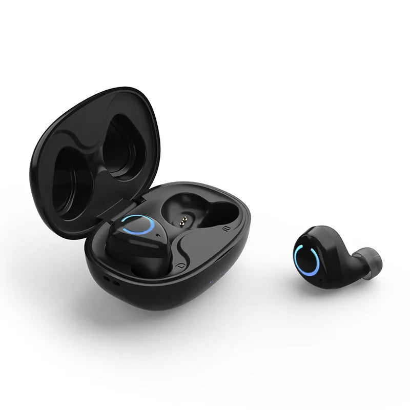 Black and white M18 true wireless in-ear Bluetooth earbuds with charging case.