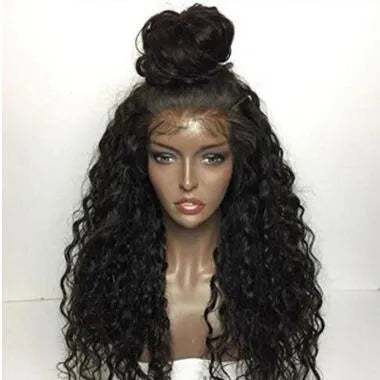 Front lace long curly wig in chemical fibre with domestic silk, available in 14 to 26 inch lengths for women