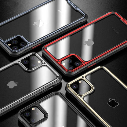 Transparent silicone phone case for iPhone 11 series showing six colour options