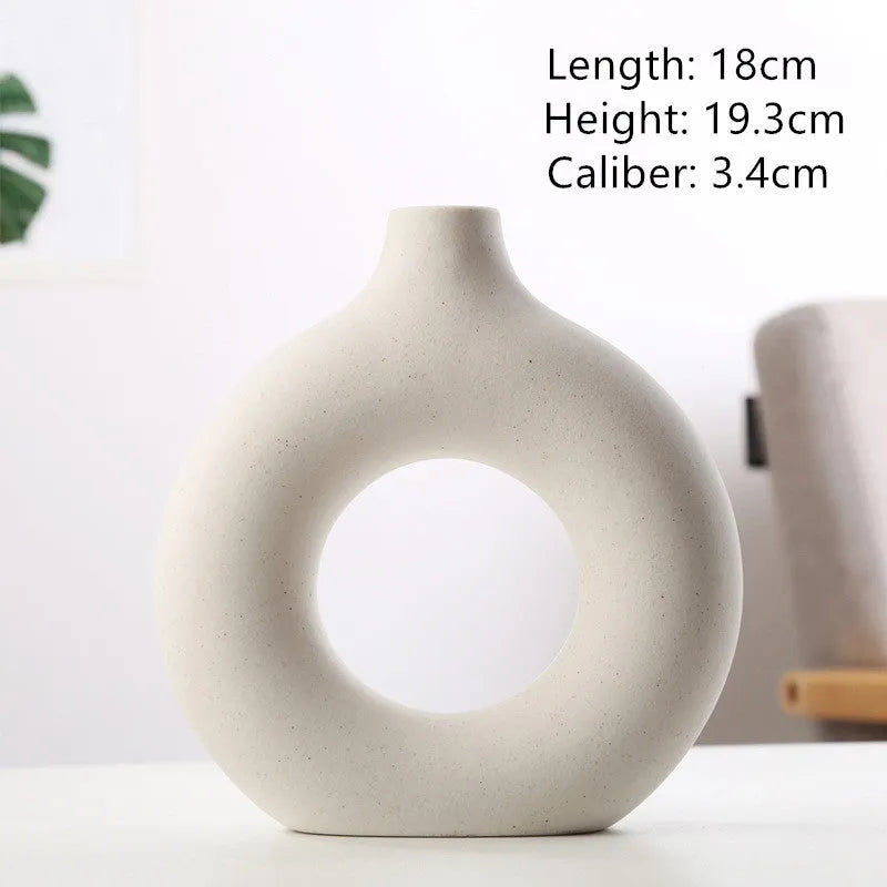Porcelain biscuit vase with frosted finish in neutral colour option for flower arranging