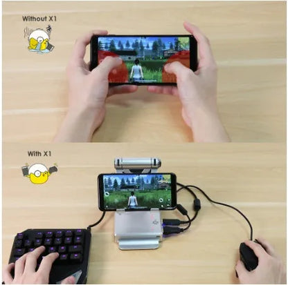 Gamesir-X1 mobile game controller in gold or silver for iOS Android FPS gaming
