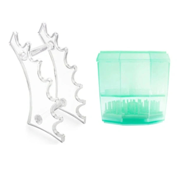 14-hole makeup brush holder in various colors for organized brush storage and drying