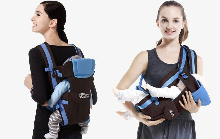 Comfortable and versatile baby carrier with four carrying positions, designed for hands-free parenting and maximum back support.