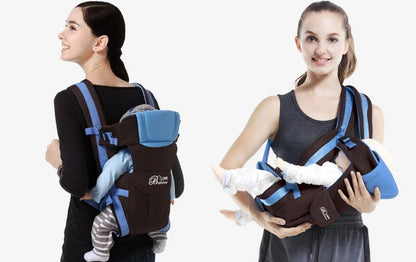 Comfortable and versatile baby carrier with four carrying positions, designed for hands-free parenting and maximum back support.