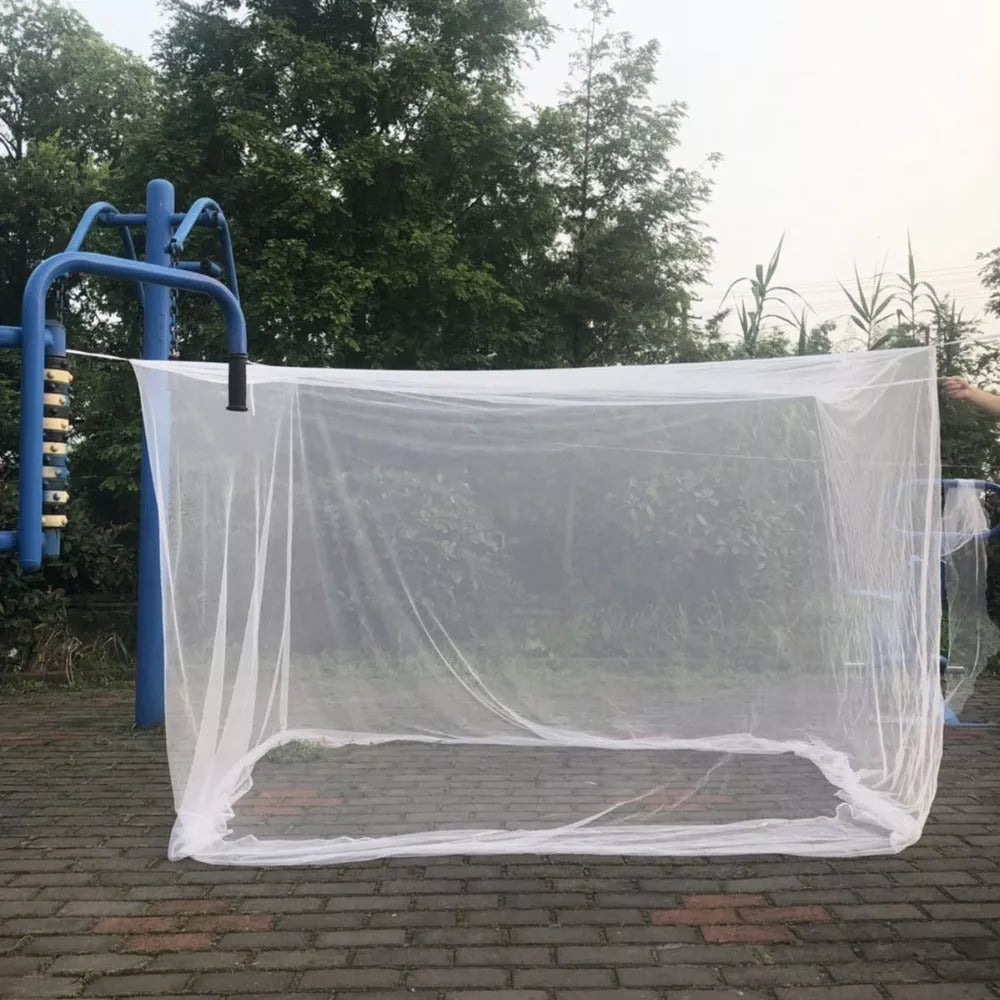 Portable outdoor mosquito net with stainless steel frame, white color, 200x200x180cm
