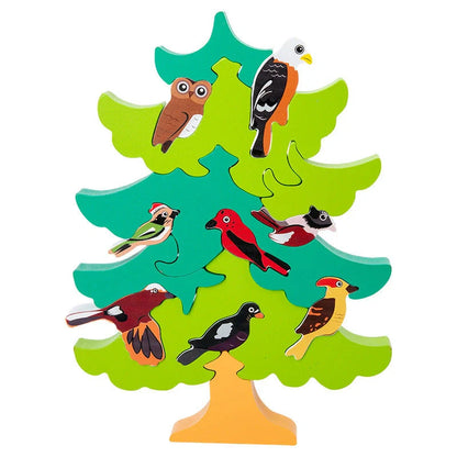 Wooden Bird Tree Three-dimensional Jigsaw Puzzle for children aged 4-6, educational toy