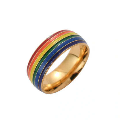 Stylish Rainbow Pride Ring in gold and silver, perfect for showing LGBT support