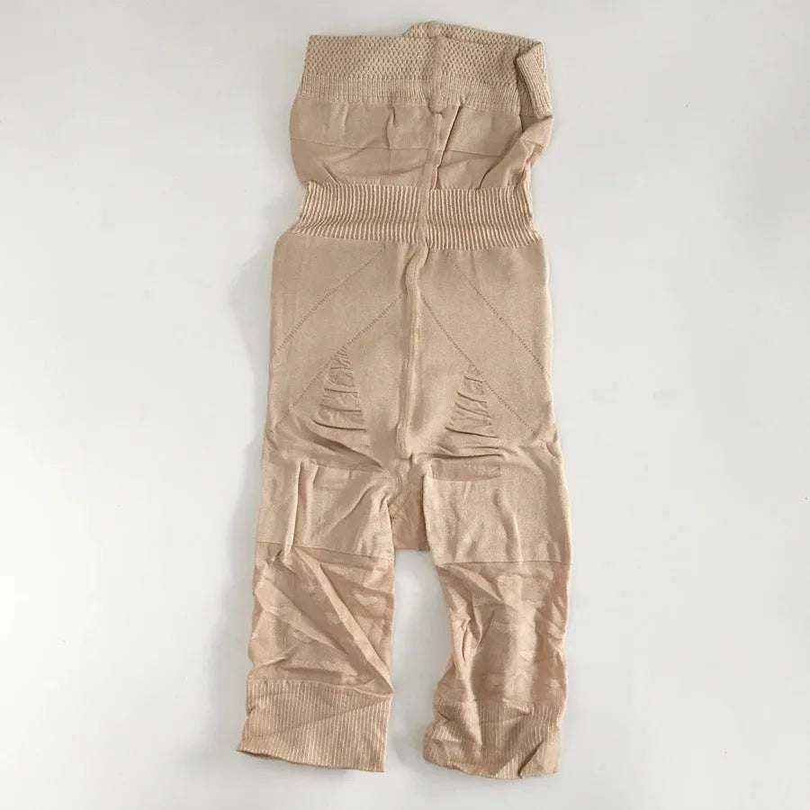 Women's seamless high-waist shapewear shorts in black and nude colours showing tummy control design