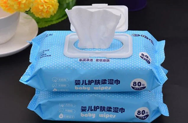 Pack of 80 thick, super soft non-irritating baby wipes, 13CM * 20CM each