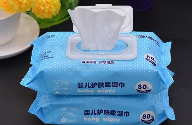 Pack of 80 thick super soft baby wipes with non-woven fabric, unfolded size 13cm by 20cm