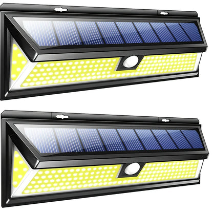 Solar-powered outdoor light with motion sensor and 118 LED beads for garden security lighting