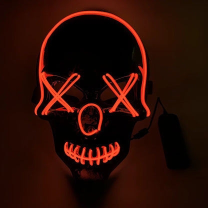 Halloween LED mask with voice control and multiple flash modes measuring 22cm by 18cm