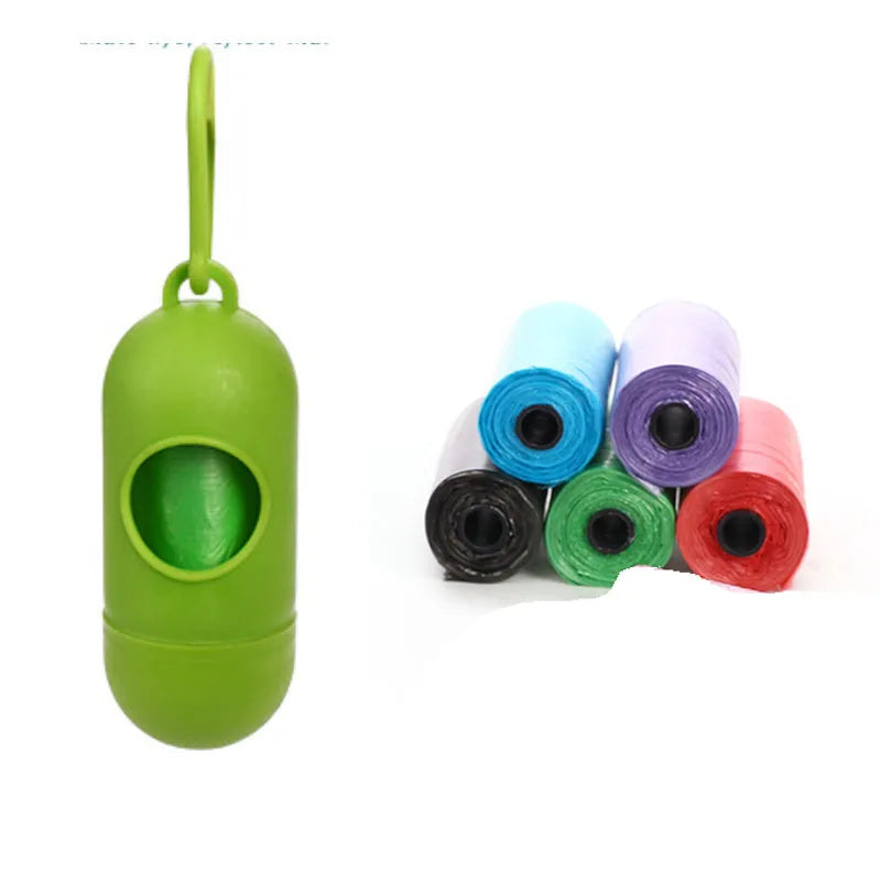 Multi-colour dog waste cleanup bags showing black, blue, green, pink, and red variants in 22.5x30cm size