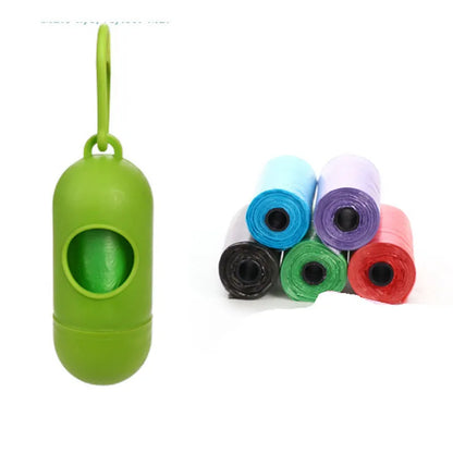 Multi-colour dog waste cleanup bags showing black, blue, green, pink, and red variants in 22.5x30cm size