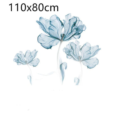 Nordic Blue Flower PVC Wall Decals for elegant home decoration