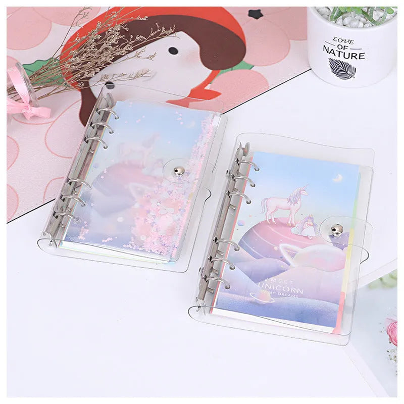 Alice Castle or Planet coloured PVC metal binder shell with 125x185mm loose-leaf specification for storing 96x172mm Daolin paper documents including pull side bag accessory