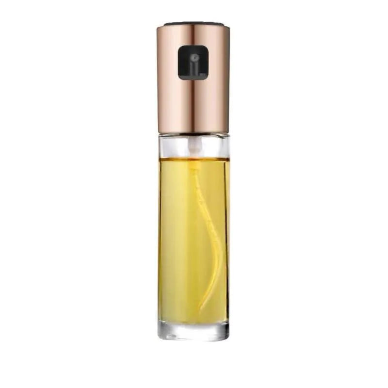Gold ABS and glass kitchen oil vinegar spray bottle with push-pump mechanism