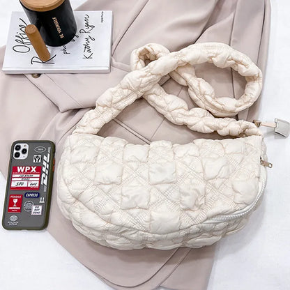 Women's Cloud Underarm Bag in nylon with 35cm width, 20cm height, and 120cm strap in a solid colour option