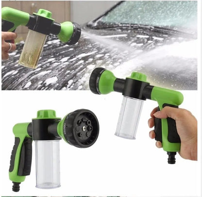 Green high-pressure foam spray gun with adjustable nozzle for car and household cleaning