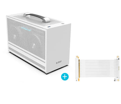 Three Hummingbird Portable ITX desktop computer chassis in titanium grey with tinned steel construction