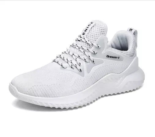 Adult breathable mesh running shoes with front strap and MD sole